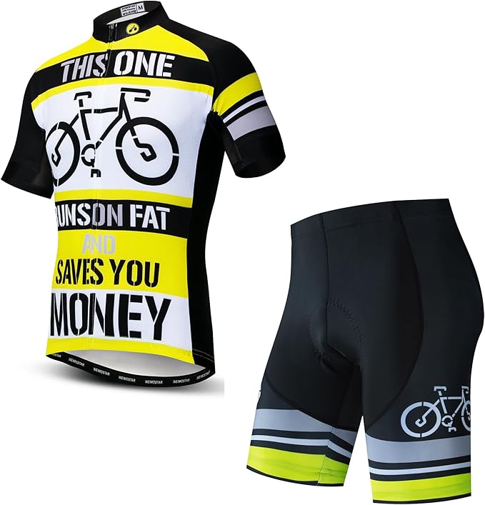 Hotlion Men's Cycling Jersey Sets Gel Pad Summer Bike Clothing Suit Breathable Bike Clothes with 3 Rear Pockets