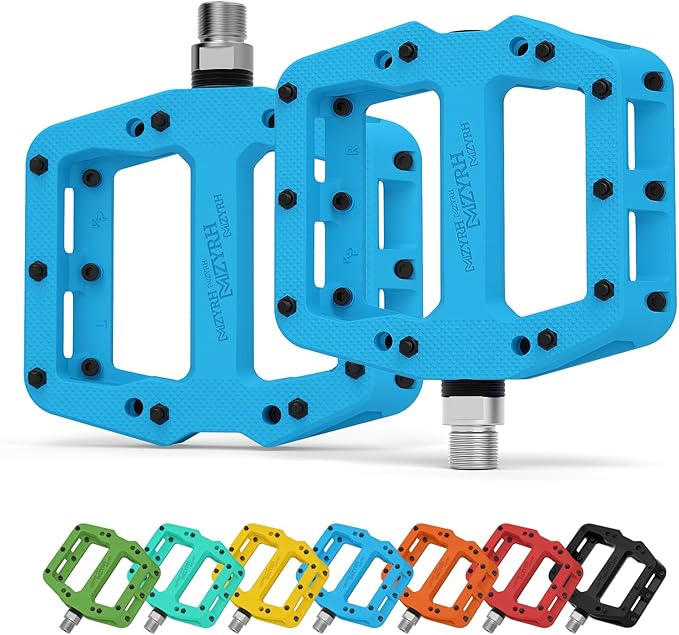 MZYRH Mountain Bike Pedals 9/16" 3 Sealed Bearings Lightweight Non-Slip Nylon Fiber Bicycle Platform Pedals for Road BMX MTB