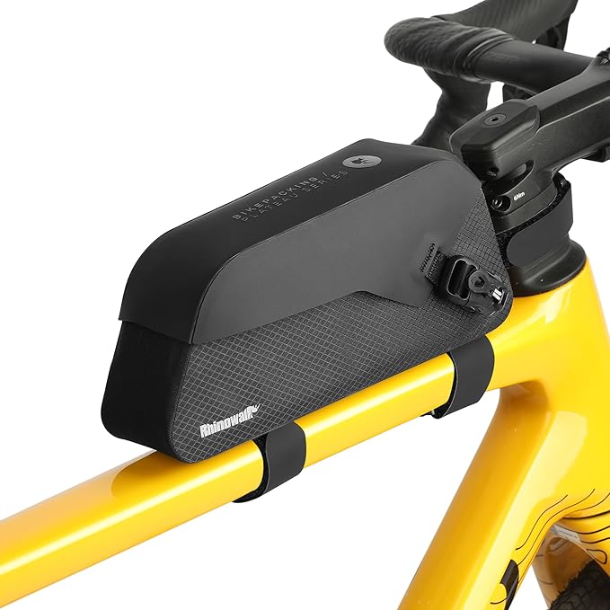 Rhinowalk Waterproof Top Tube Bike Bag IPX4 Magnetic Closure Frame Pack Slim Profile Fits Road Mountain Bike 1.0L
