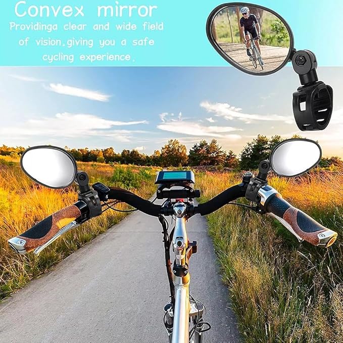 1Pair Bike Mirror Handlebar Mount, 360 Degree Adjustable Bicycle Mirrors, HD Bike Rear View Mirror Bike Mirrors for Handlebars, Cycling Rearview Mirror Bike Accessories