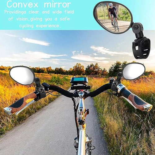 1Pair Bike Mirror Handlebar Mount, 360 Degree Adjustable Bicycle Mirrors, HD Bike Rear View Mirror Bike Mirrors for Handlebars, Cycling Rearview Mirror Bike Accessories