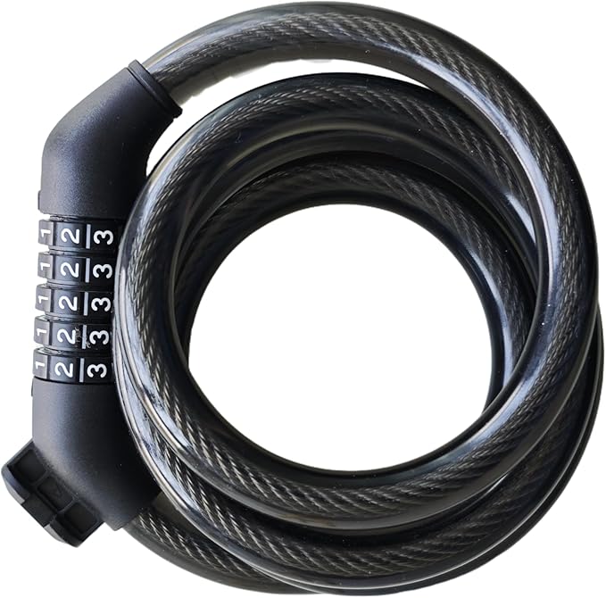 5-Dial Resettable Bicycle Lock - 4FT/1.2M Anti-Cut Cable Lock with Combination Code | Lightweight Security Chain for Mountain Bikes, E-Bikes, Scooters