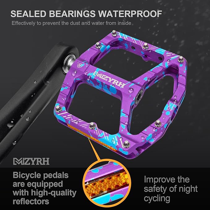MZYRH Mountain Bike Pedals MTB Pedals,9/16" Non-Slip Lightweight Aluminum Alloy Bicycle Pedals for Road Mountain BMX MTB