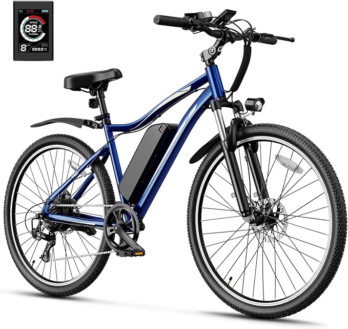 Heybike YM1 Electric Bike for Adults, 1200W Peak Brushless Motor, up to 50Miles, 28mph Max Speed Electric Mountain Bike, 480WH Removable Battery Ebike, 27.5'' Tires, 7-Speed and Front Suspension