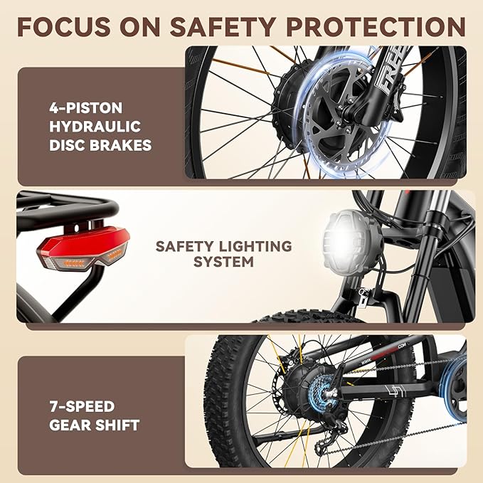 FREESKY 4000W Dual Motor Electric Bike for Adults, 48V 30AH Samsung Cells Battery 120Miles Range, 40MPH AWD Fast E-Bike, 26" Fat Tire Full Suspension Electric Mountain Bike, UL2849 Certified by TÜV