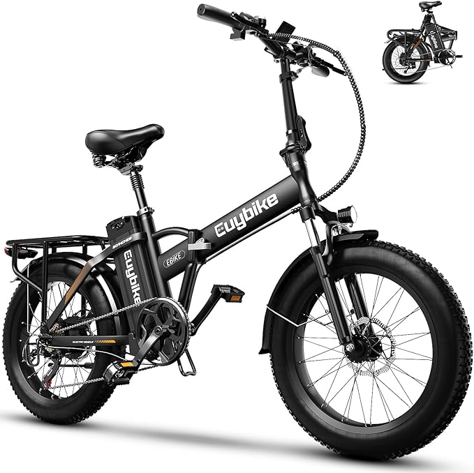 1000W Folding Electric Bike,48V 20AH Removable Battery E Bike,30+MPH,80 Miles Max Range Electric Bike for Adults,20" Fat Tire Foldable ebike,Adult Electric Bicycle for Commute Beach Snow