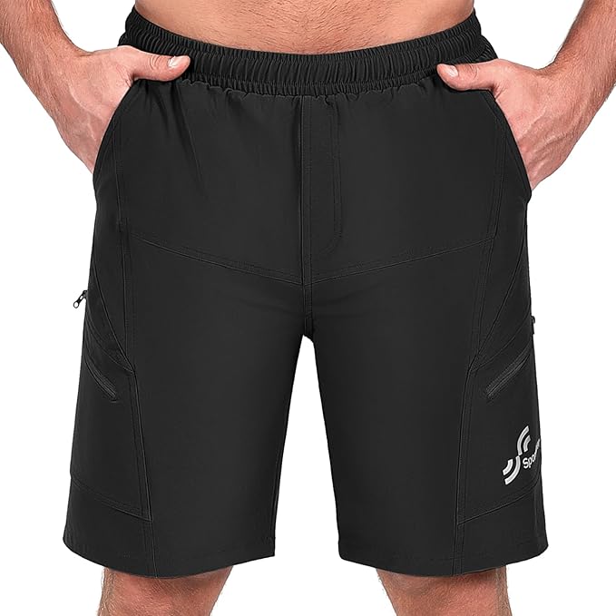 Sportneer Bike Shorts for Men: 3D Padded Lightweight Riding Biking Cycling Mountain Bike Shorts for Men with Zipper Pockets