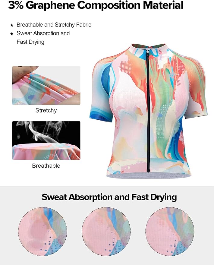 LAMEDA Cycling Jersey Women, Breathable Bike Shirts for Women Biking Tops with Pockets, Bicycle Clothing for Road Riding