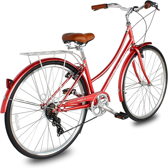 MICARGI 24/26 Inch Adult Cruiser Bicycle Hybrid Bike 1/7 Speeds Commuter Bike for Women, Men, Seniors,Step-Through or Step-Over Bike Steel Frame Multi Colors Style