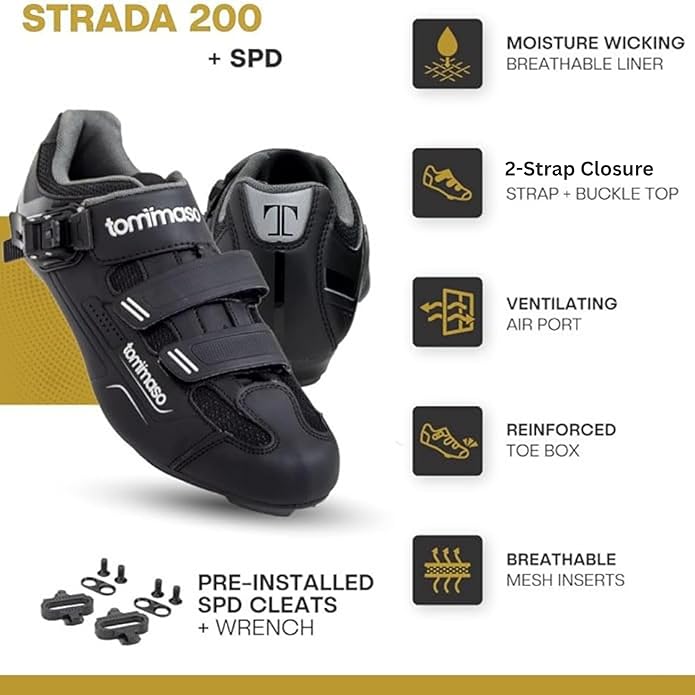 Tommaso Strada Mens SPD & Peloton Shoes—Ready-to-Ride with Peloton Delta Cleat or SPD Cleats for Indoor Bikes—Explore Vareity Cycling Shoes & Bike Accessories.