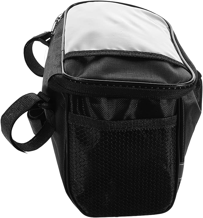 minkissy Cycling Handlebar Bag and Top Tube Pouch Black Waterproof Riding Bike Front Storage Bag for Road and Electric Bikes Compatible with Commuter and Outdoor Cycling