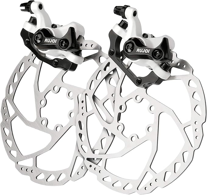 RUJOI Bike Disc Brake Kit, Aluminum Front and Rear Caliper, 160mm Rotor, Mechanic Tool-Free Pad Adjuster for Road Bike, Mountain Bike …