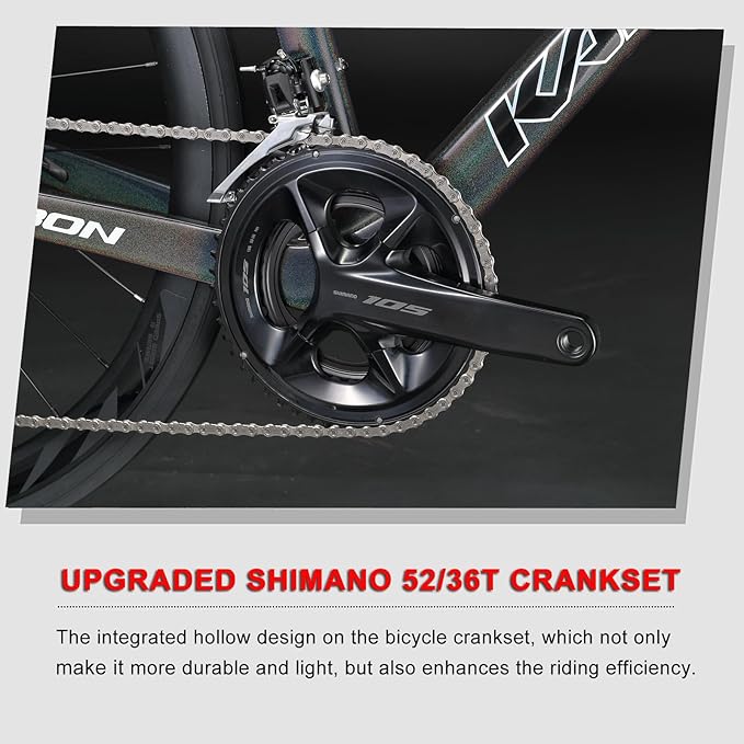 KABON Full Carbon Road Bike,Lightweight 700C Racing Bicycle with 105 R7120 24S Shift Groupset and Hydraulic Disc Brake Bike with Carbon Wheels for Adult