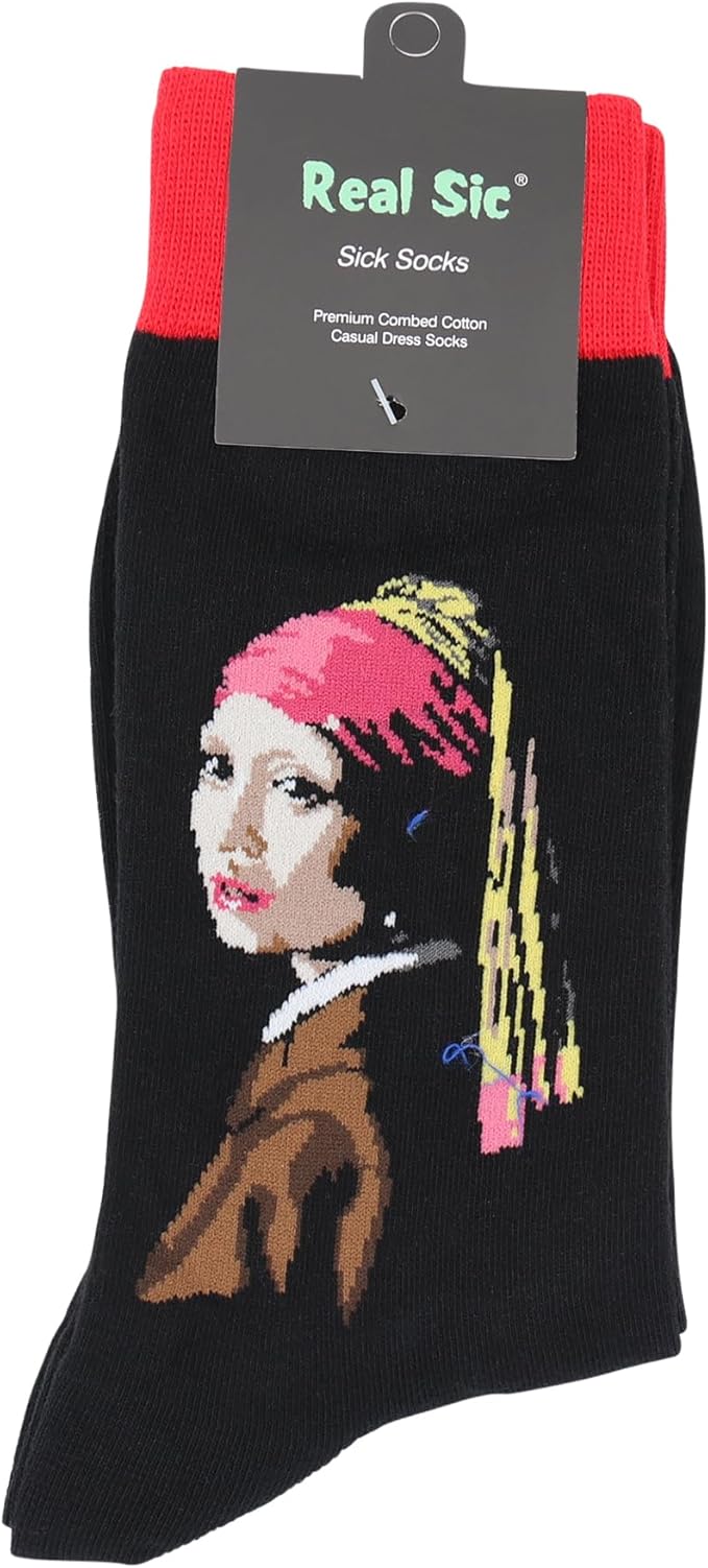 Real Sic Fun Socks for Men and Women - Cozy Cotton Dress Socks with Colorful Designs - Cool, Casual, Wacky Patterned