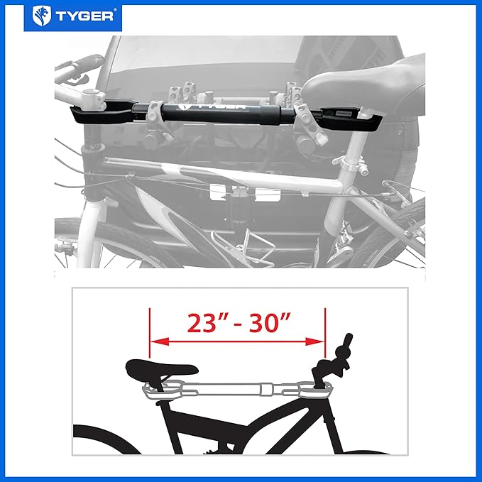 Tyger Auto TG-RK1B108B Deluxe Bike Top Frame Cross Bar Telescopic Adaptor - Black