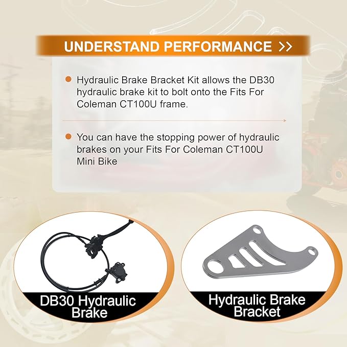 Mini Bike Hydraulic Brake Bracket for Coleman CT100U 98cc 3.0HP Minibike Powersport Rear Brake Caliper Mount Replacement Parts Silver