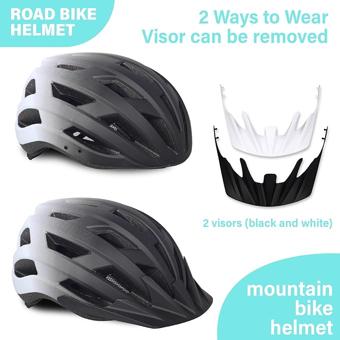 Bike Helmet for Adults Women Men Youth Kids, Lightweight Mountain Road Bicycle Cycling Helmets with Adjustable Dial & Removable Visor