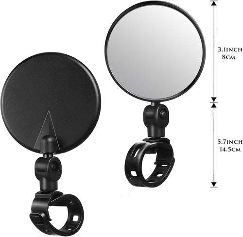 2 Pieces Bike Mirror Cycling Rear Mirror Adjustable 360 Degree Rotatable Handlebar Rearview Bicycle Mirrors Shockproof Wide Angle Acrylic Convex Safety Mirror for Most Mountain Road Bike