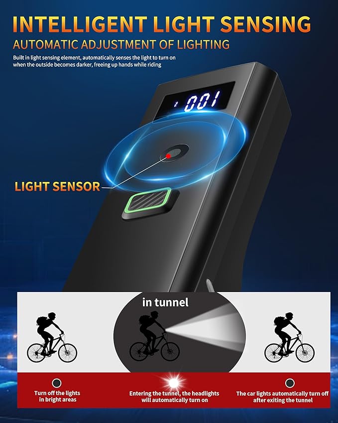 DARKBEAM Bike Lights for Night Riding, USB-C Rechargeable Bicycle Lights Set, Super Bright Bike Headlight and Back Taillight 4+5 Modes, Easy to Install for Men Women Kids Road Mountain Cycling
