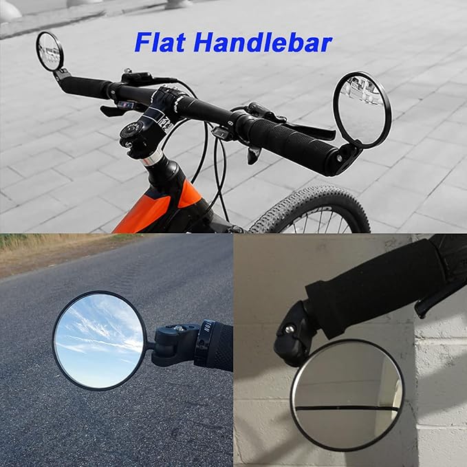 Bike Mirror, Bicycle Mirrors for Handlebars with 360-Degree Rotation and Unbreakable Convex Rearview Lens for Safe Cycling (2 PCS)