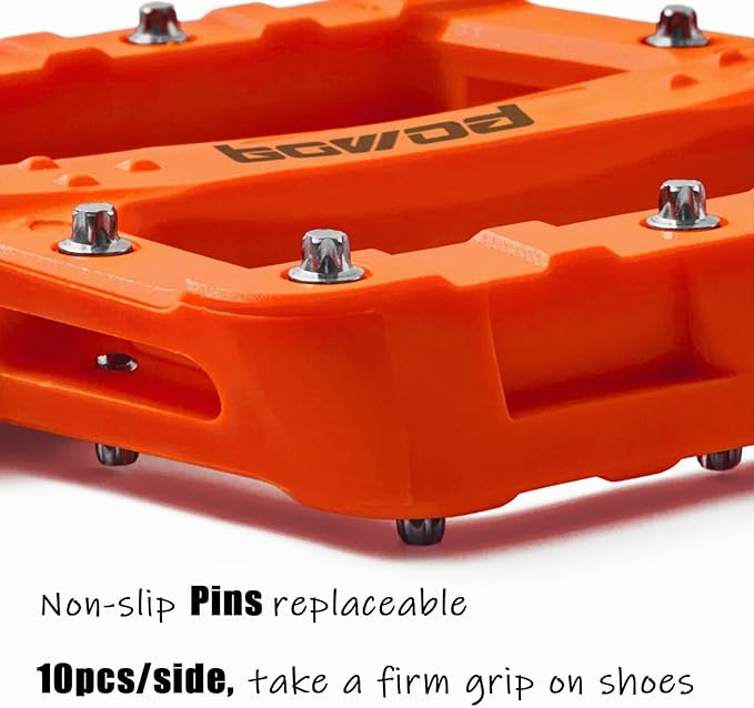 Flat MTB Bicycle Pedals Mountain Bike Colored Pedals, Glass-Fiber Nylon Composite Platform Pedal w 9/16" Sealed Cr-Mo Spindle, BMX Gravel Road Bike Pedals Clipless for Adult Women Youth Bikes