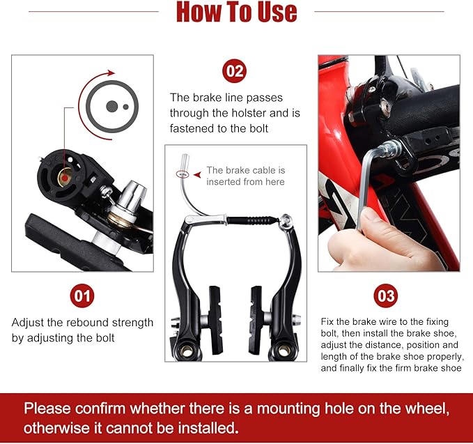 Complete Bike Brake Set, Black Front and Rear Bike MTB Hybrid Brake Inner and Outer Cables and Lever Kit Includes Callipers Levers Cables Black