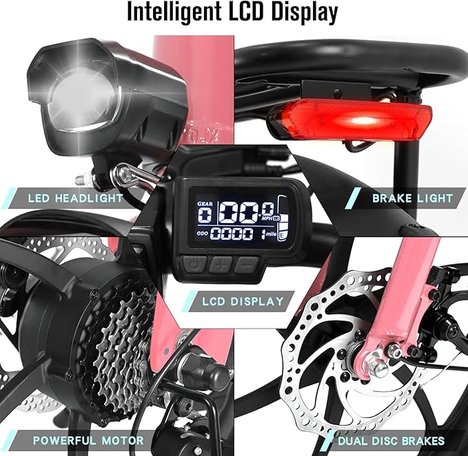 Axiniu 20" Folding Electric Bike丨850W Electric Bikes for Adults丨48V 13Ah Portable Battery丨48.5Lbs Lightweight Folding E-Bike丨60 Miles Range丨25mph Speed - Class 2 Fat TIre Ebike