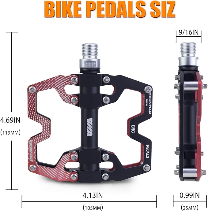 Bike Pedals 9/16" Lightweight Non-Slip Bicycle Platform Pedals - Fits Most Adult Bikes & Mountain Bikes &MTB, Road Bikes and Slip-Resistant Design