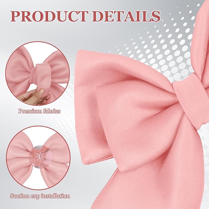 Bow Helmet Accessory, 8.07"x11.22" Stylish Motorcycle Helmet Bow Decoration for Women, Removable Cute Fashion Ribbon Bows Ornament for Motorcycle Scooter E-Bike Helmets (Peach Pink)