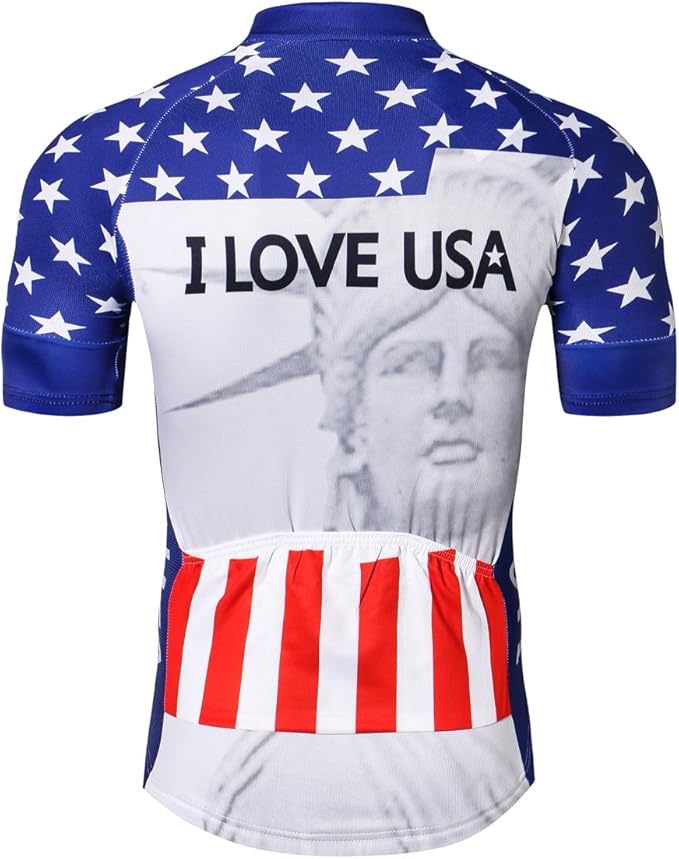 New Pro Full Zipper Men's Cycling Jersey Short Sleeve Riding Shirt USA