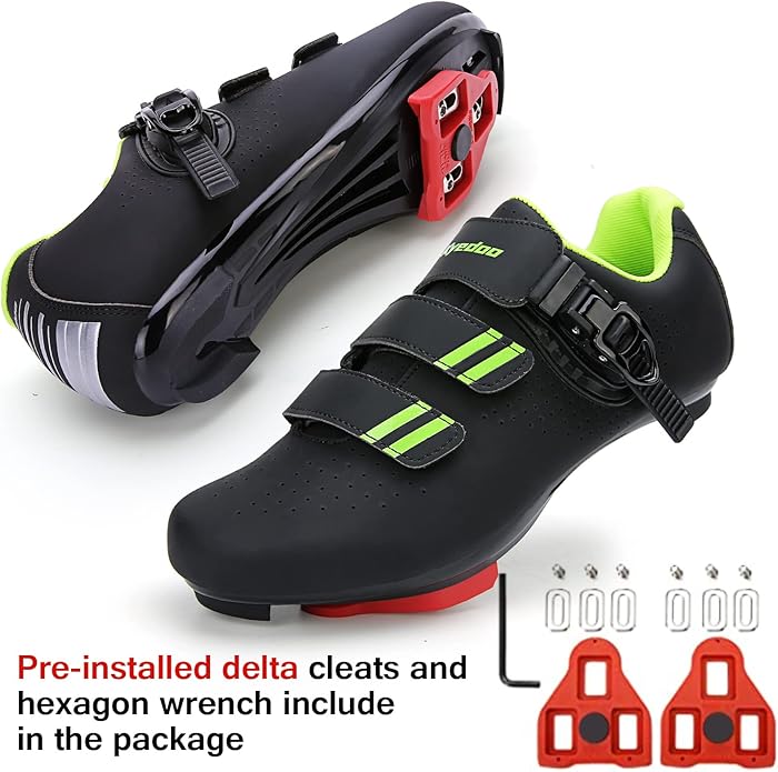 Mens Womens Cycling Shoes Compatible with Pelaton Bike Shoes Road Bike Shoes Riding Bicycle Pre-Installed with Delta Cleats Clip Indoor Outdoor Pedal