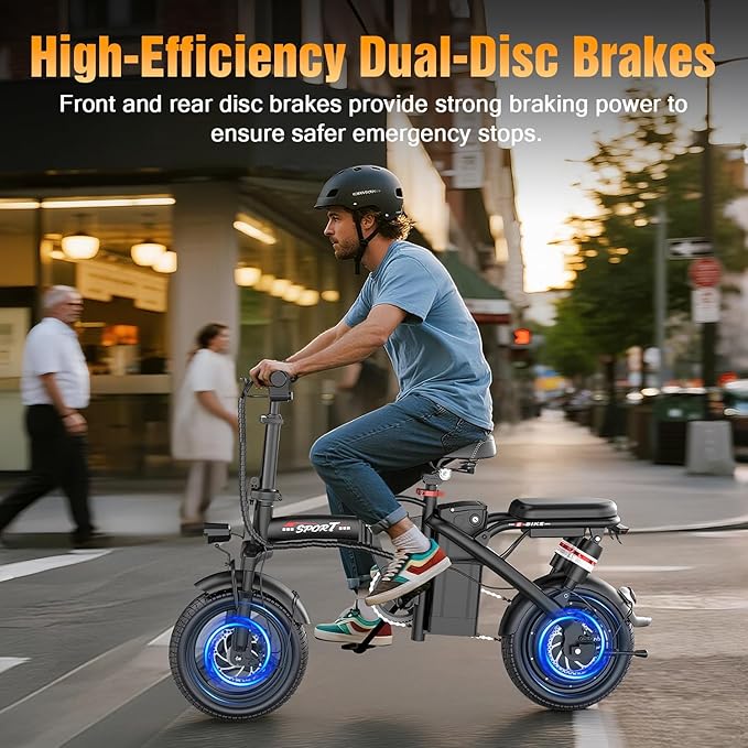 ASKGO Electric Bike for Adults, 500W Motor, 14" Mini Folding Ebike for Adults Commuting, 25mph 30/35miles Range E Bike, 48V 13/15AH Battery, UL 2849 Certified