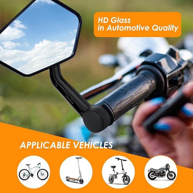 Arkham Bike Mirror for Handlebar HD Bar End Bicycle Mirror Thickened Automotive-Grade Glass for Handlebar Scratch Resistant Safe Rearview Mirror Multi-Angle Adjustable, E-Bike Universal, Left Side