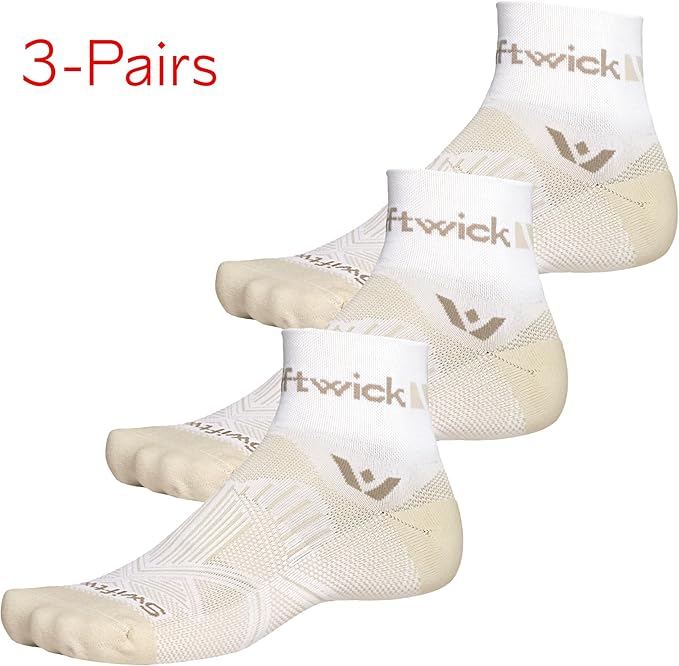 Swiftwick- ASPIRE QUARTER CREW Running & Cycling Socks, Lightweight, Compression Fit