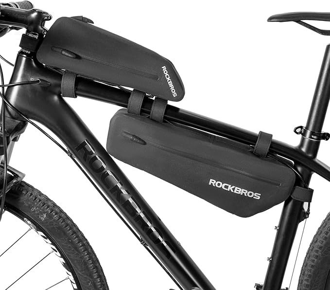 ROCKBROS Bike Frame Bag, 3.5L Waterproof Bike Bag, Top Tube Bike Bag,Bike Storage Bag, Cycling Accessories for Mountain & Road Bikes (2-Pack)