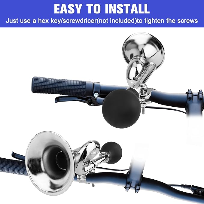 Coolrunner Bugle Horn, Retro Clown Horn, Kids Bike Horn, Classic Vintage Metal Twist Loudspeaker Siren Hooter Snail Air Horn for Vehicles Bicycles Golf Cart