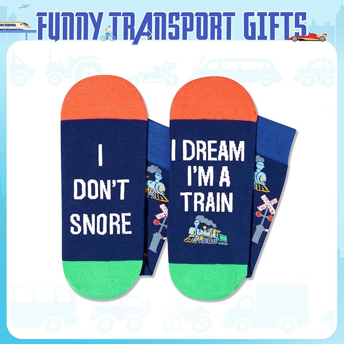 Zmart Funny Transportation Gifts - Race Car Train Motorcycle Tractor Bike Socks for Adult