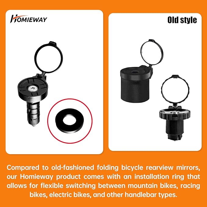 Bike Mirror, Mini Road Bike Mirrors, 360° Rotatable Folding Bicycle Rear View Mirrors for MTB, Universal Bicycle Mirror for Handlebars (Left 0.58-0.79")