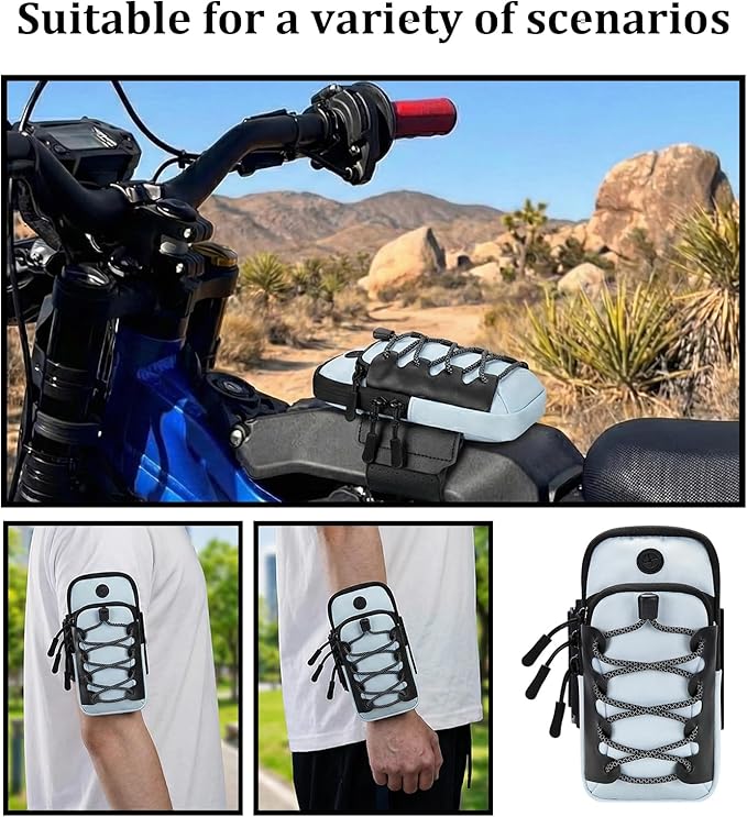 Motorcycle Handlebar Storage Bag with USB Charging Port, Waterproof Front Pouch for Sur-ron Light Bee X Segway, Compact Handlebar Bag for Phone Wallet Tools, Easy Install (Blue)