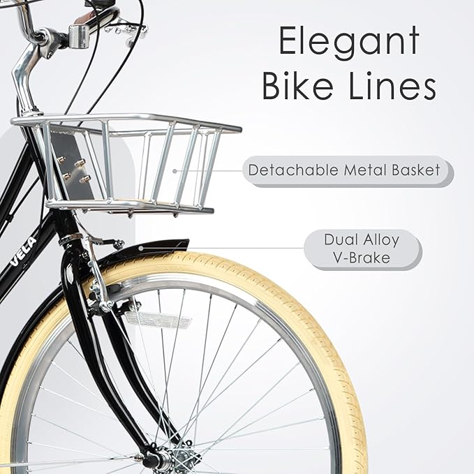AVASTA Vela Hybrid Bike for Adult Women Female Lightweight Step Through 26 Inch High Tensile Steel Frame City Commuter Comfort Lady Bicycle, 6-Speed, Multiple Colors