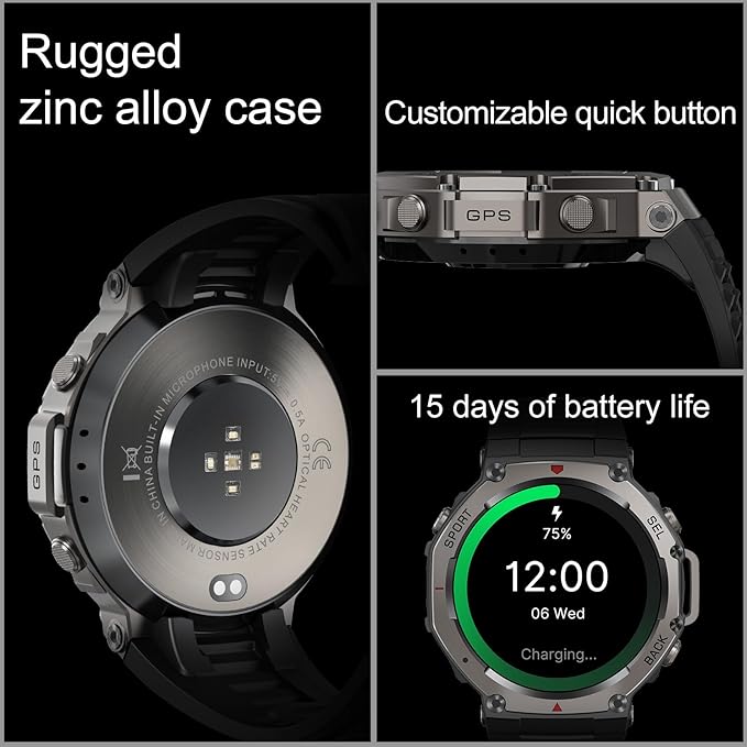 GPS Smart Watches for Men, Full Metal Body, 1.43" Display, 60 Days Battery, Answer/Make Call, Fitness Tracker with Heart Rate/SpO₂, 5ATM Waterproof, Compass/Altimeter SmartWatch for Android & iPhone.