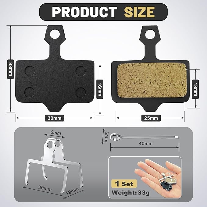 4 Sets Bike Brake Pads, Universal Bicycle Brake Pads - Semi-Metallic Low-Noise Ebike Brake Pads for MTB/Road Bikes, Disc Brake Pads Suitable for Avid Elixir E1 E3 E5 E7 E9 ER CR XO XX DB1 DB3 DB5