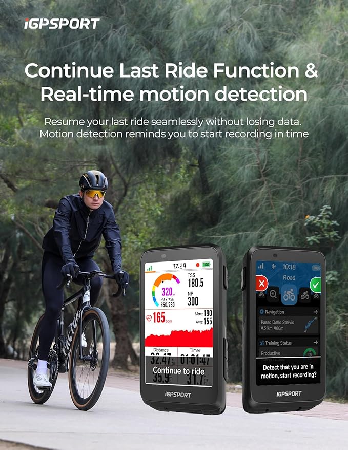 iGPSPORT BiNavi Bike Computer, 3.5‘’ Touch Screen Map Navigation Music Control Climb Tips, Wireless GPS Cycling Computer