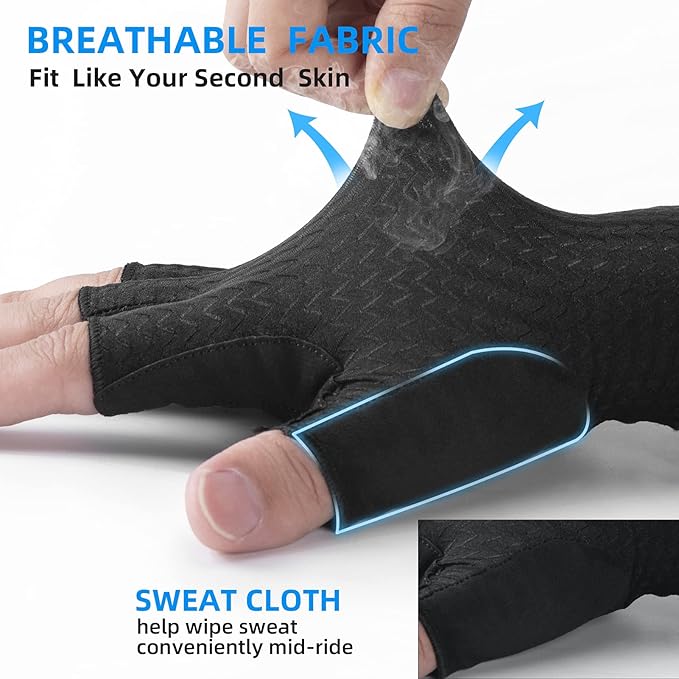ROCKBROS Cycling Gloves - Half Finger MTB & Road Biking Gloves for Men & Women - Absorbing Gel Pad, Anti-Slip, Breathable