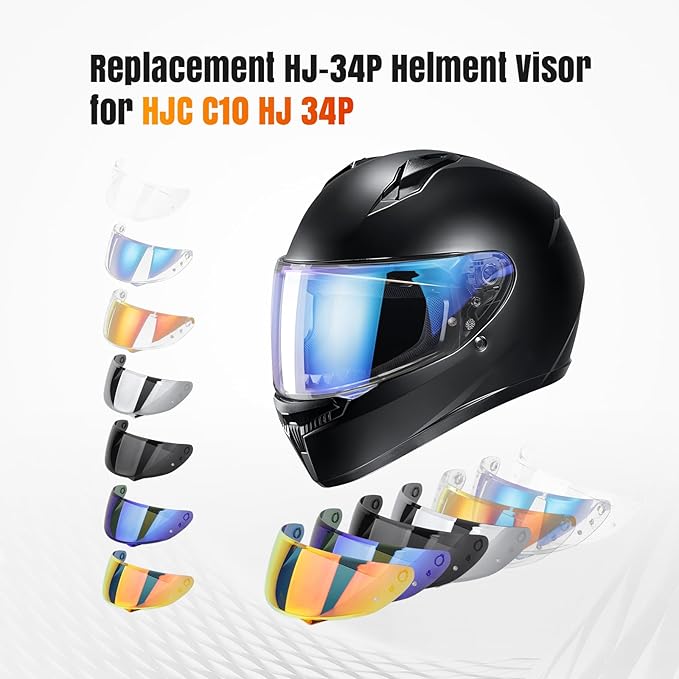 LKV HJ-34P Helment Visor Replacement - HJC C10 Motocycle Helmet Visor UV Protection Face Shield Compatible With HJ34P HJC C10 (Aurora Blue)