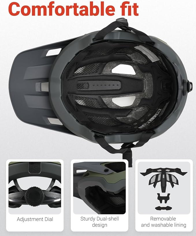 Mountain Bike Helmet for Adult, NTA 8776 E-Bike & Road Bicycle Helmet Certified Adjustable MTB Cycling for Men Women Youth Visor &Magnetic Buckle