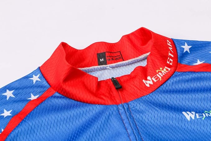 Cycling Jersey Short Sleeve USA Style Bike Tops with Pocket Reflective Stripe