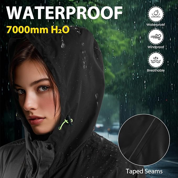 LAMA Women's Rain Jacket Lightweight Waterproof, Windbreaker Jacket with Hood Sun Protection, Packable Raincoat with Pocket