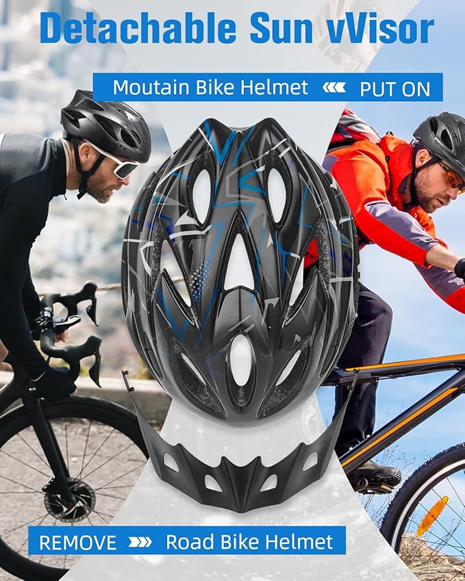Zacro Adult Bike Helmet Lightweight for Men Women Comfort with Pads&Visor, Certified Bicycle Helmet for Adults Youth Mountain Road Biker