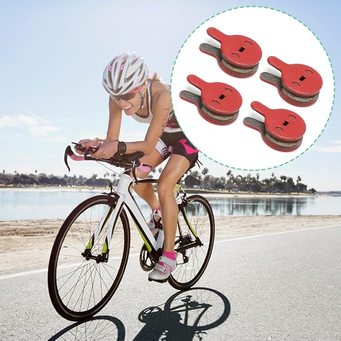 Bike Disc Brake Pads, Bicycle Resin Oil Brakes Pad Semi Metal Smooth Braking Low Noise Replacement Bicycle Pads Kit Cycling Mute 026 Accessory Set for BOL BB8 Mountain Electric Scooters 4 Pairs